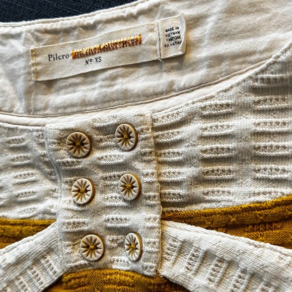 Anthropologie Pilcro Mustard yellow 3/4in sleeve sweater top - Picture 5 of 7